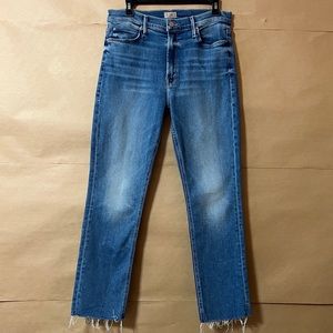 Mother | The Mid Rise Dazzler Ankle Fray Jeans Riding The Cliffside Size 32